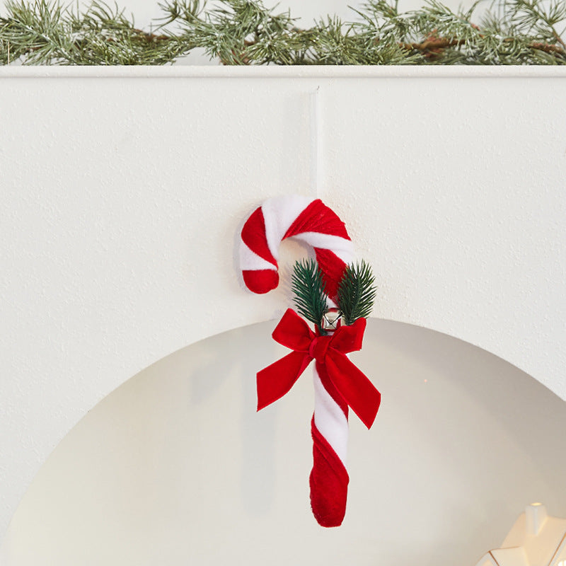 Velvet Christmas Candy Cane Decoration Set