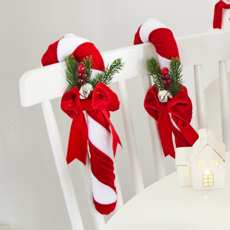 Velvet Christmas Candy Cane Decoration Set