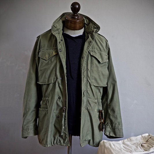 Vintage Military Jacket with Hidden Hood