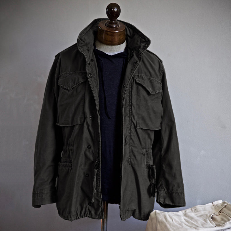 Vintage Military Jacket with Hidden Hood