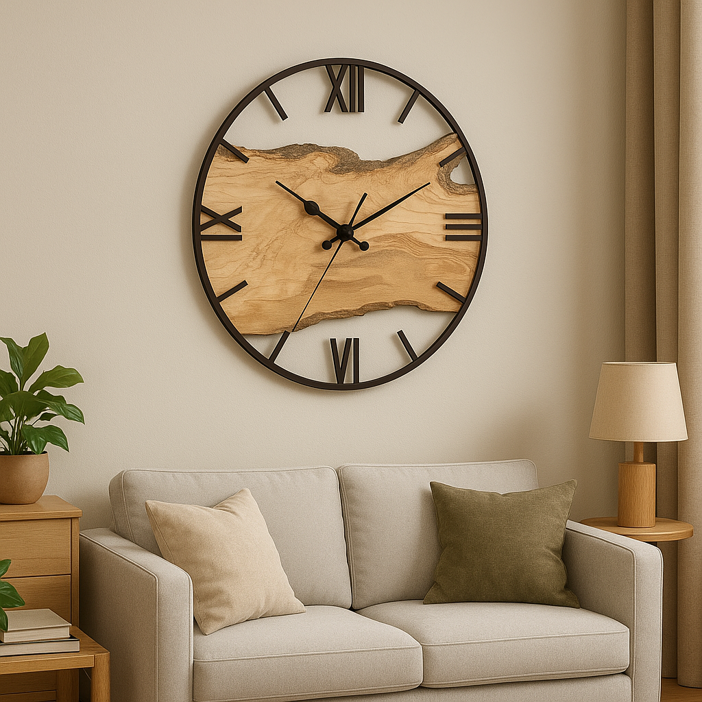 Wall Clock Large Black with Minimalist Design