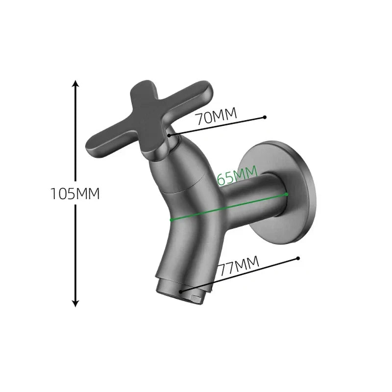 Wall-Mounted Cold Water Tap in Solid Brass
