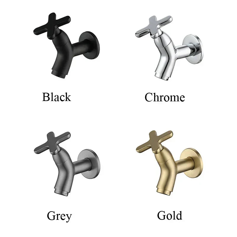 Wall-Mounted Cold Water Tap in Solid Brass