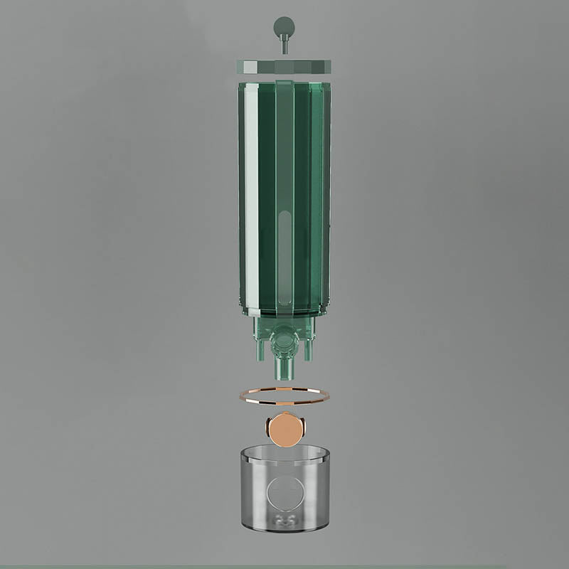 Wall-Mounted Soap Dispenser in White/Dark Green for Shower