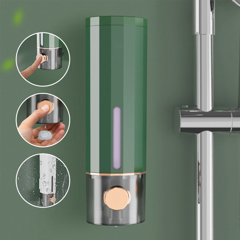 Wall-Mounted Soap Dispenser in White/Dark Green for Shower