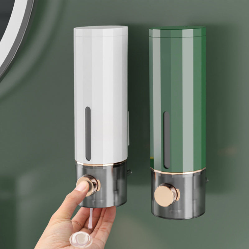 Wall-Mounted Soap Dispenser in White/Dark Green for Shower