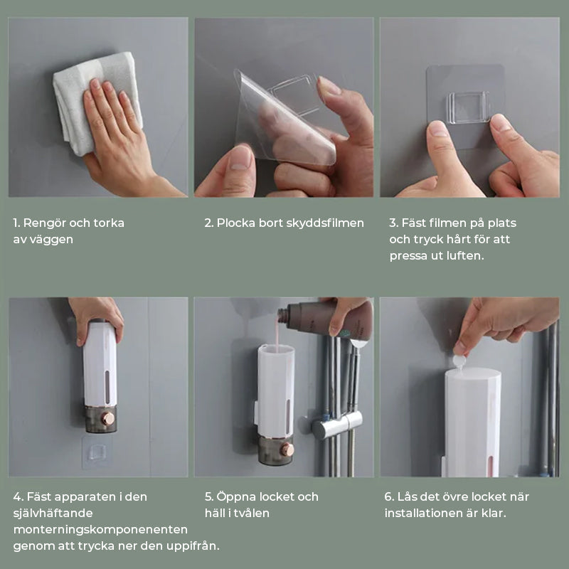 Wall-Mounted Soap Dispenser in White/Dark Green for Shower