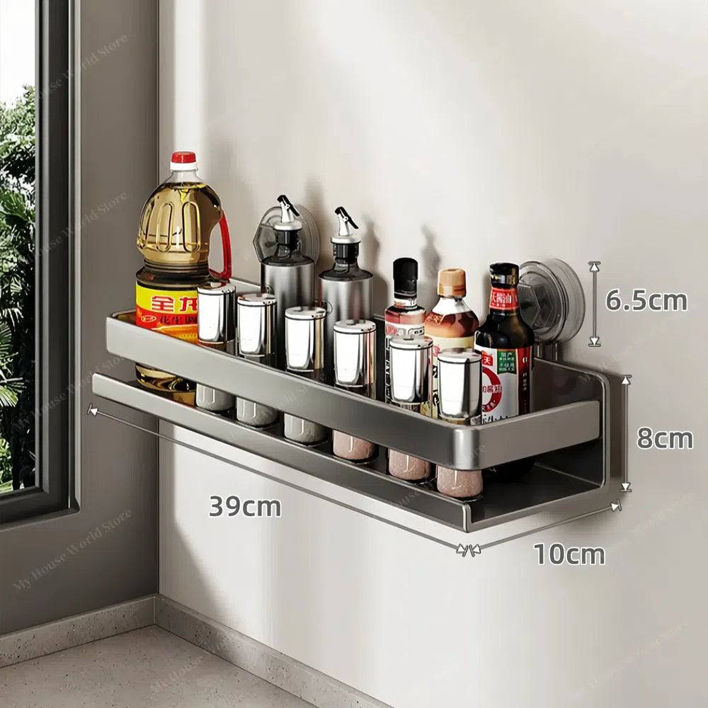 Wall Mounted Suction Cup Spice Rack For Kitchen