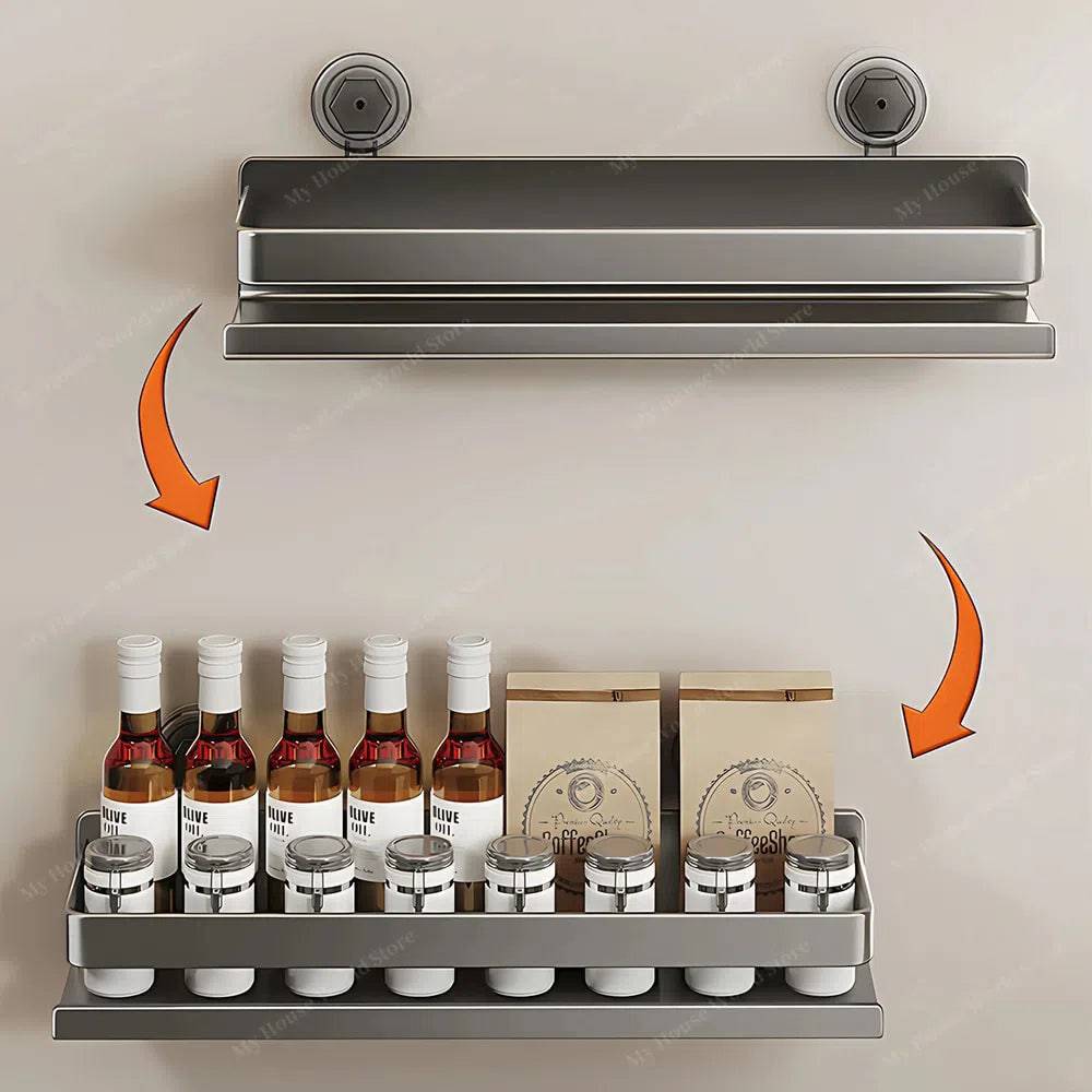 Wall Mounted Suction Cup Spice Rack For Kitchen