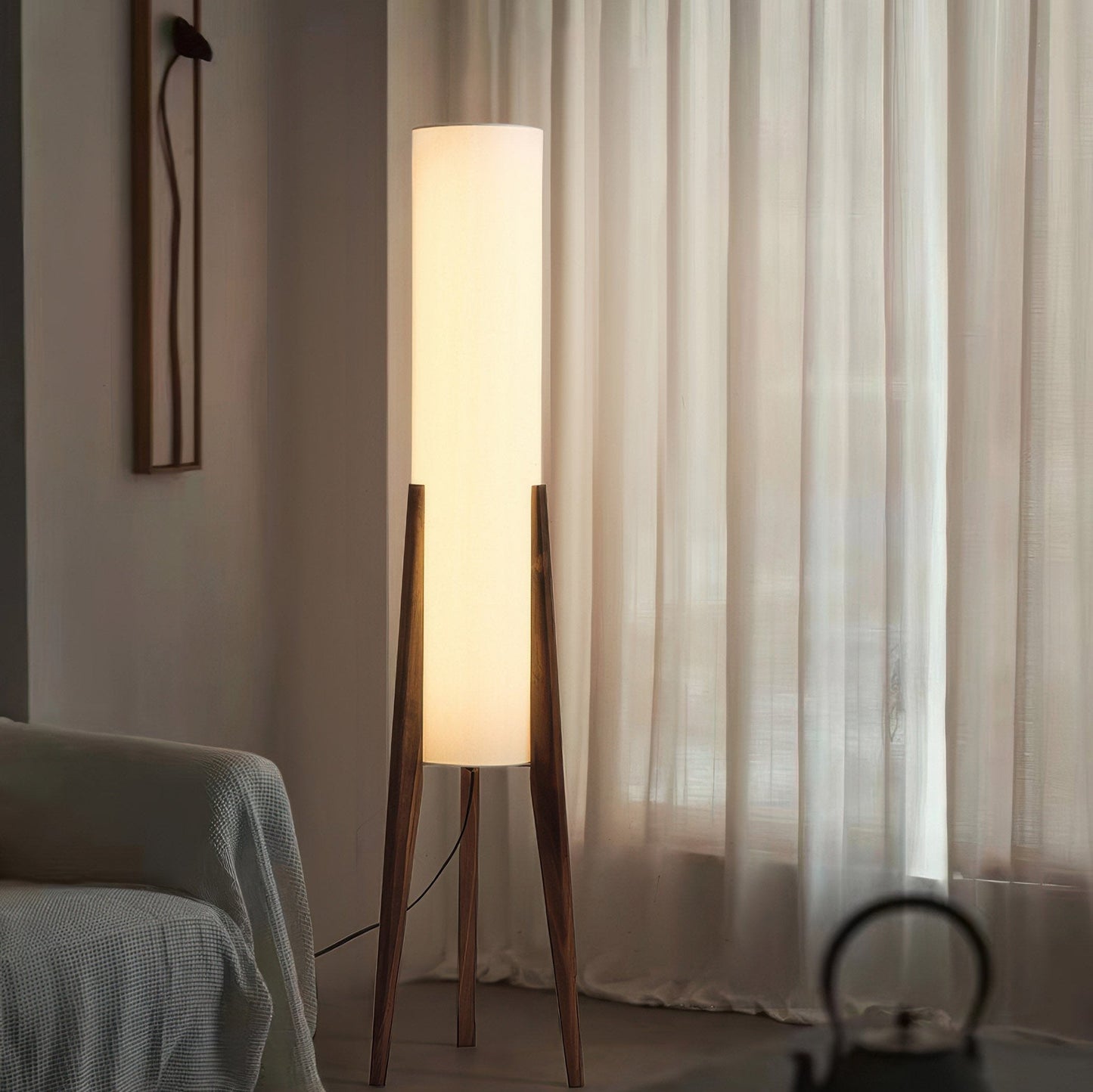 Walnut Floor Lamp - Solid Wood | LED | Modern Style