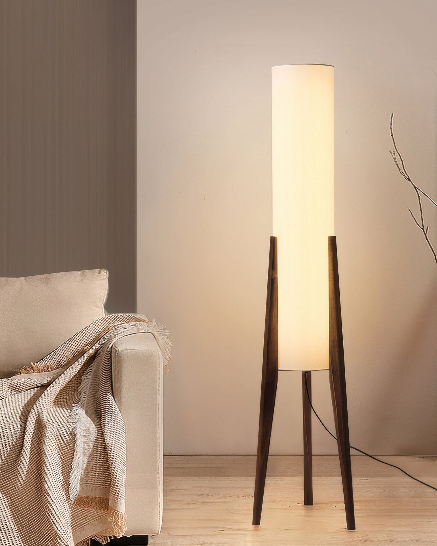 Walnut Floor Lamp - Solid Wood | LED | Modern Style
