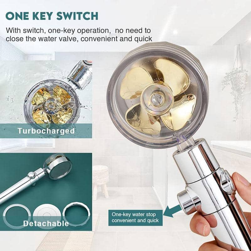 Water-saving shower head with high pressure - 360° adjustable rotating design - up to 40% water-saving