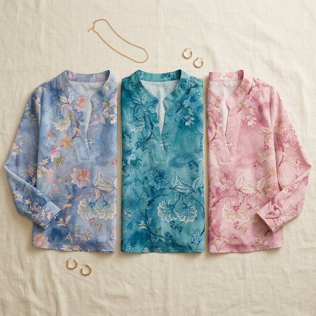 Watercolor Floral V-Neck Blouse