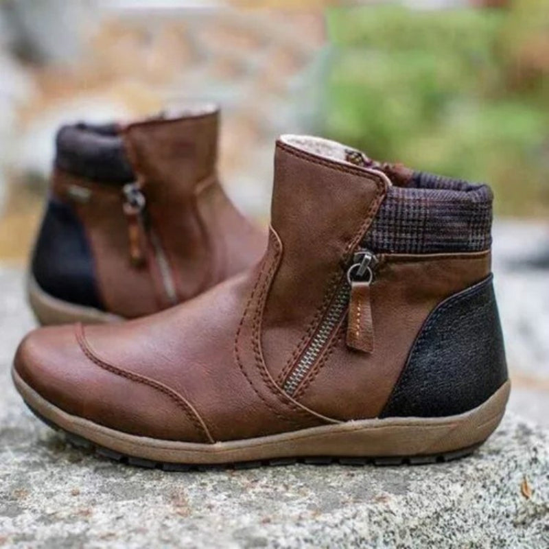 Waterproof orthopedic women's boots with zipper