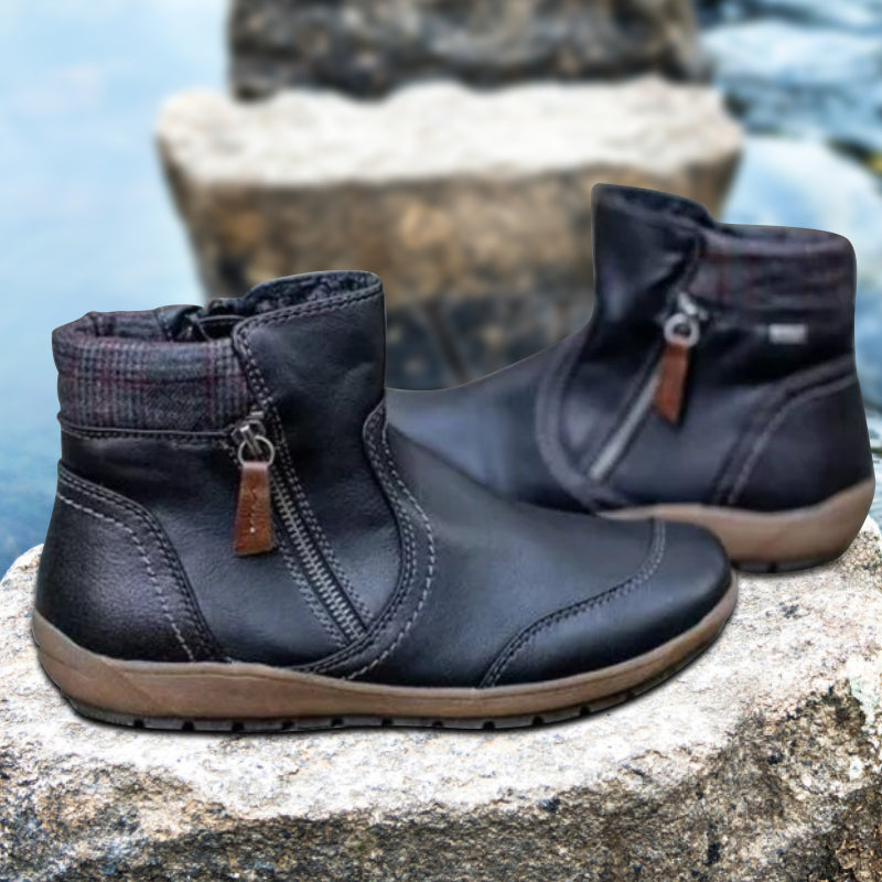 Waterproof orthopedic women's boots with zipper