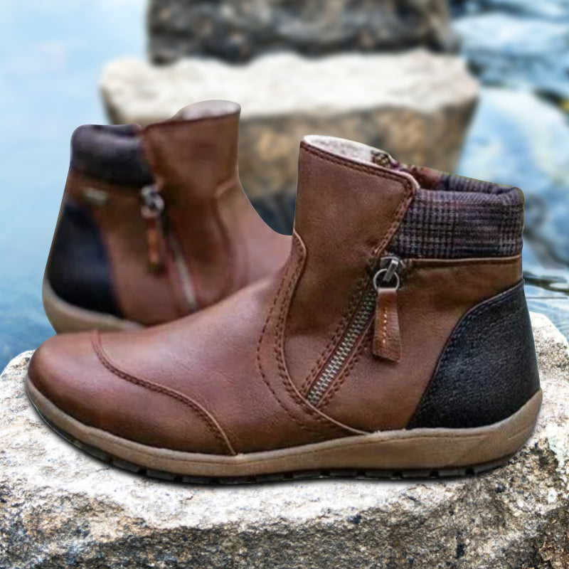Waterproof orthopedic women's boots with zipper
