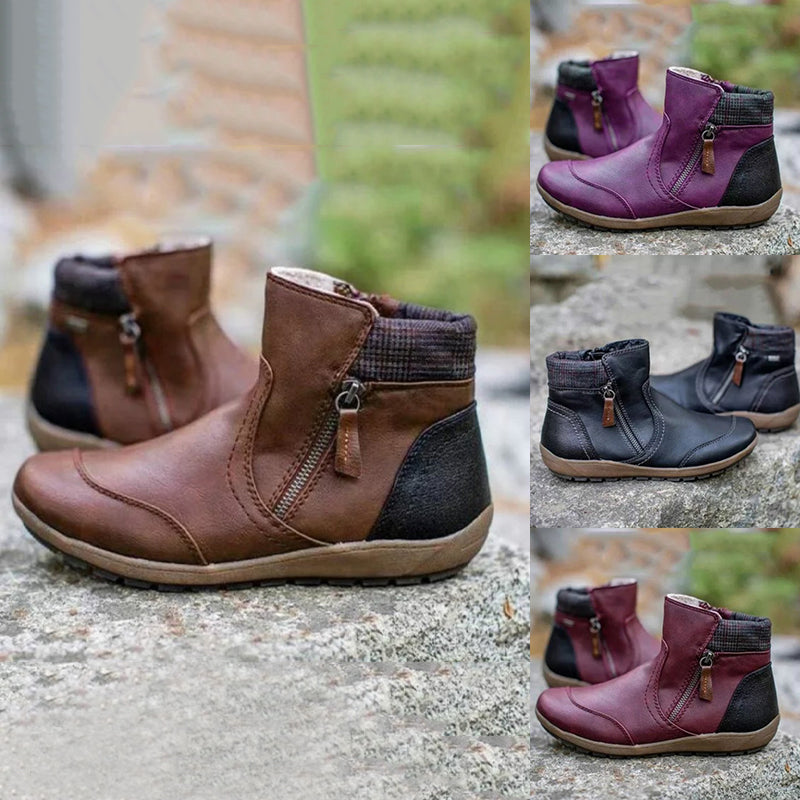 Waterproof orthopedic women's boots with zipper