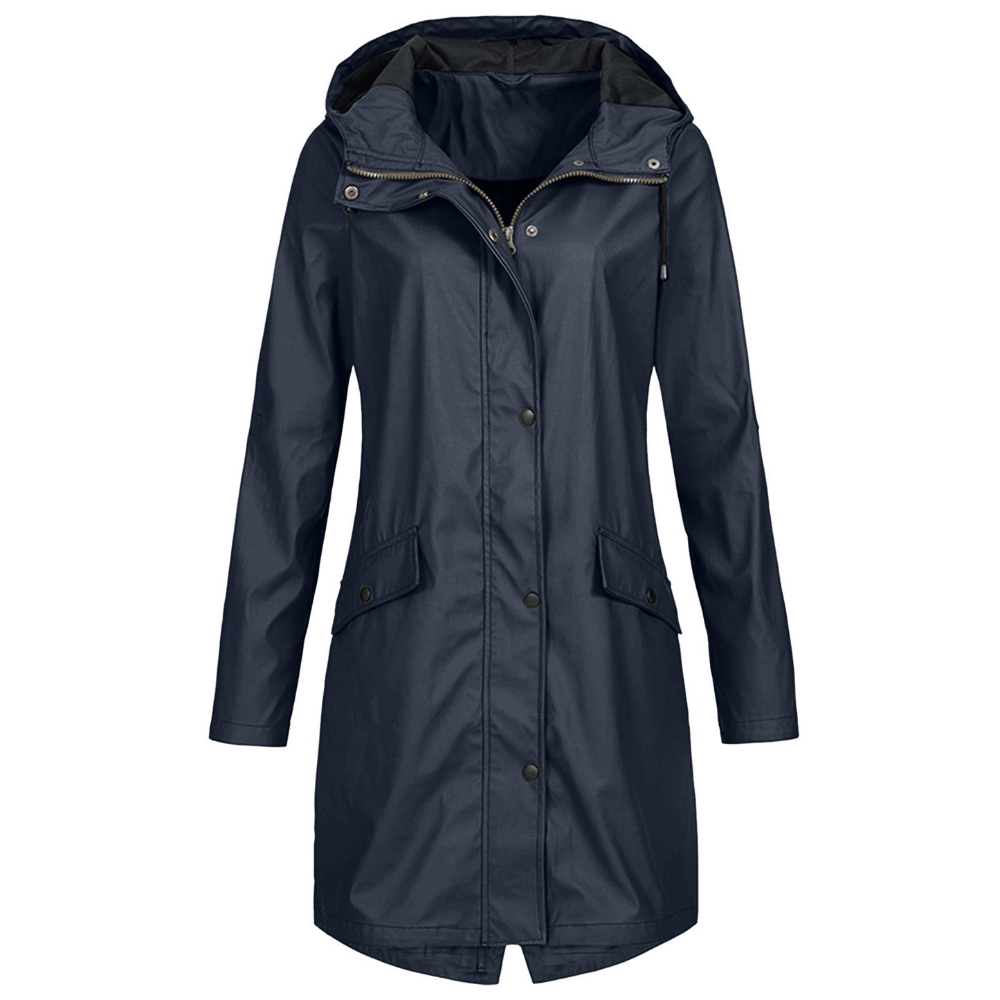 Waterproof Rain Jacket with Adjustable Hood - Women