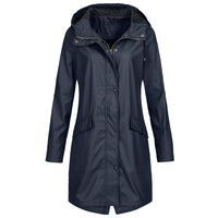 Waterproof Rain Jacket with Adjustable Hood - Women