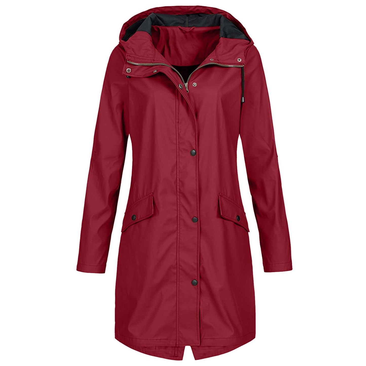 Waterproof Rain Jacket with Adjustable Hood - Women