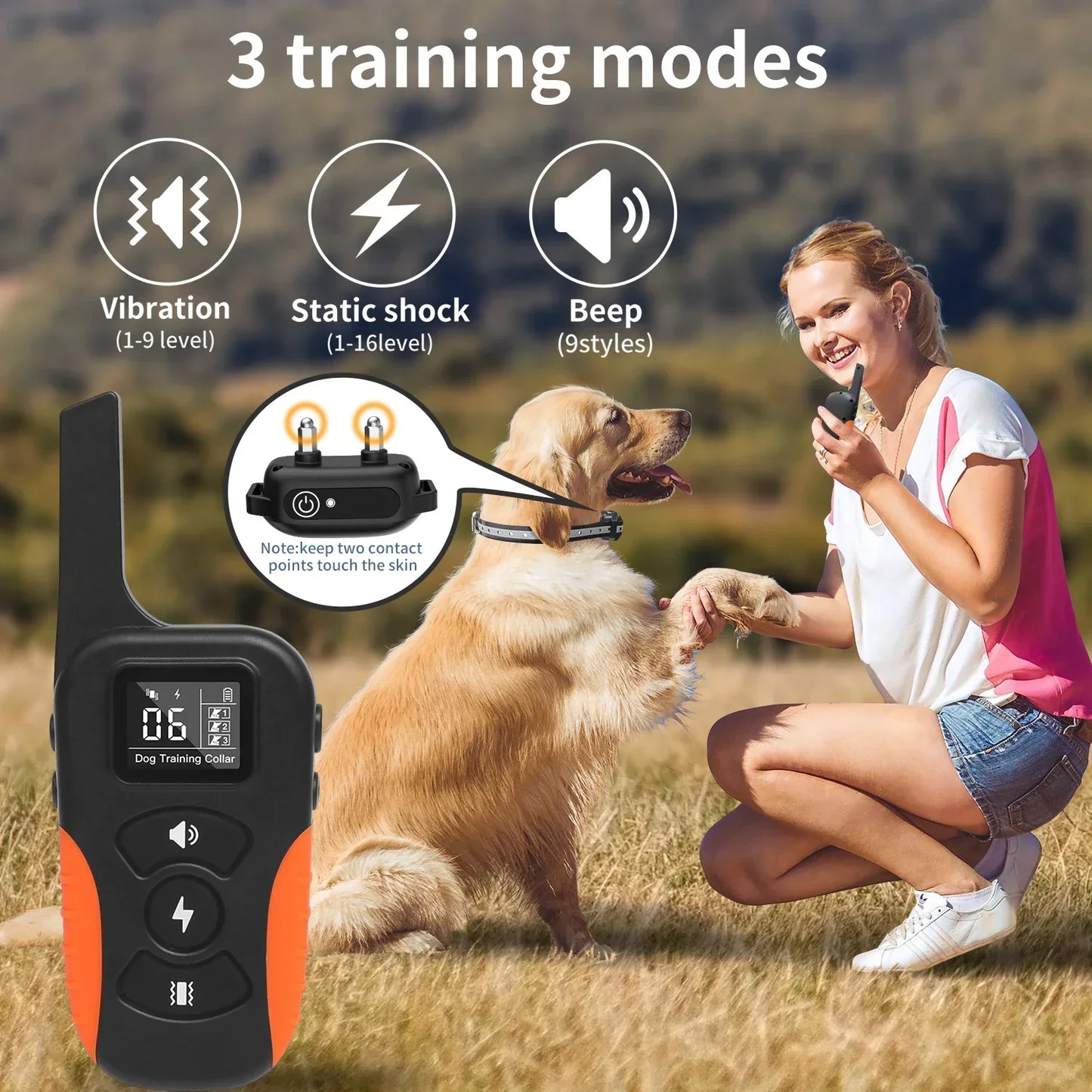 Waterproof Remote Dog Training Collar with Shock & Beep