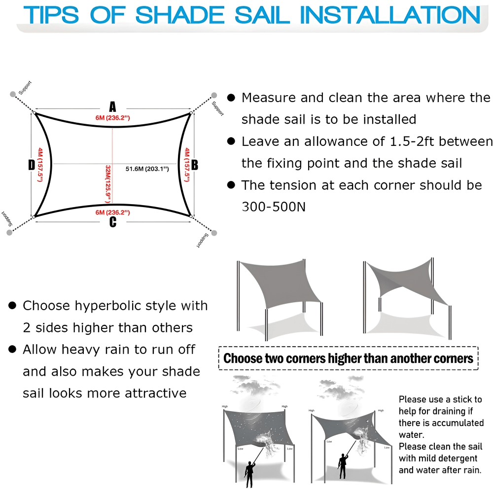 Waterproof Sun Sail with UV Protection for Terrace and Balcony