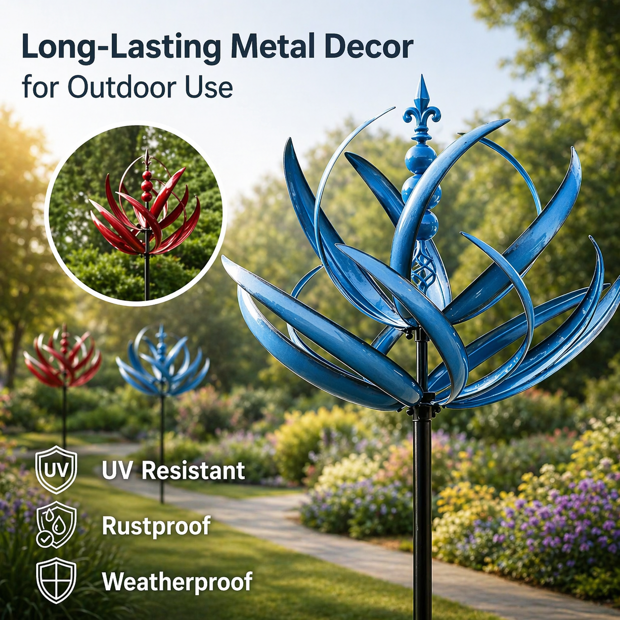 Weather Vane | Metal Wind Spinner in Lotus Shape | Rust Resistant | Windbloom