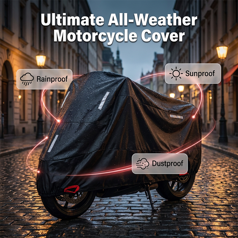 Weatherproof Motorcycle Cover | Oxford Fabric | Reflective Strips & Reinforced Lock Openings | StormShell