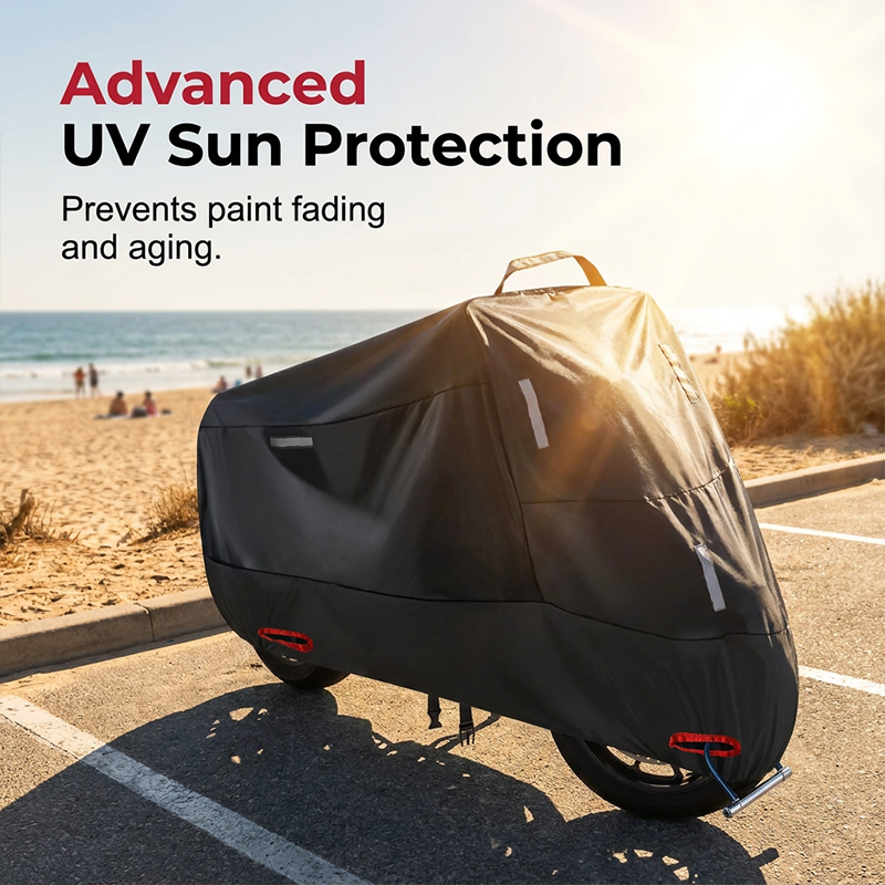 Weatherproof Motorcycle Cover | Oxford Fabric | Reflective Strips & Reinforced Lock Openings | StormShell