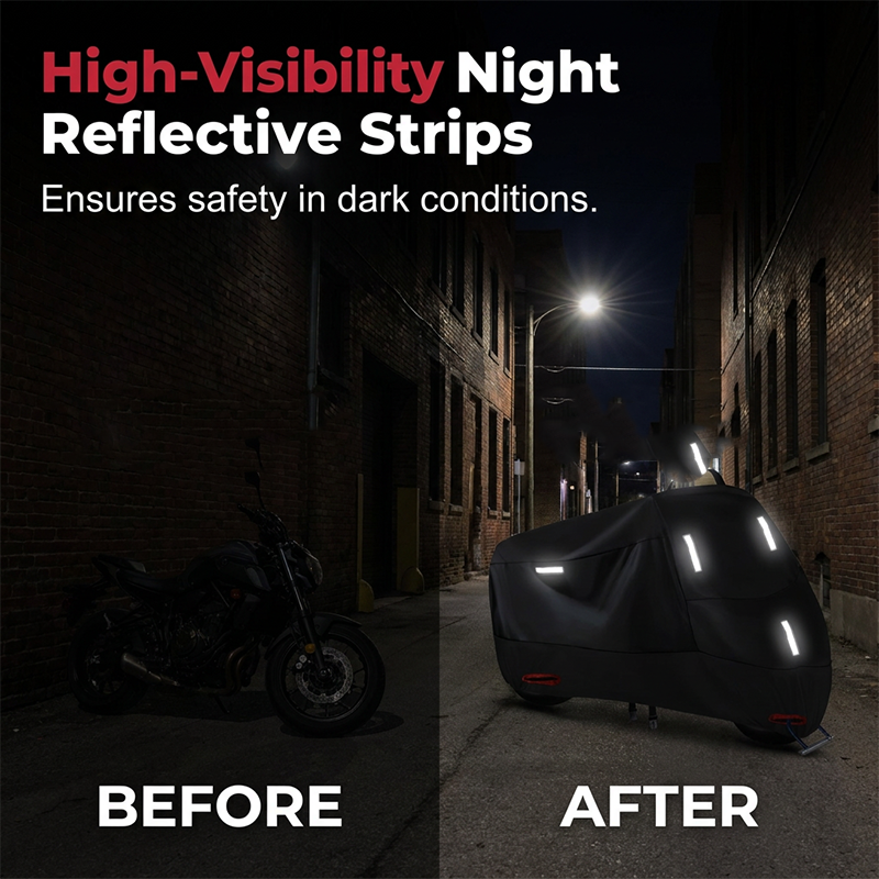Weatherproof Motorcycle Cover | Oxford Fabric | Reflective Strips & Reinforced Lock Openings | StormShell
