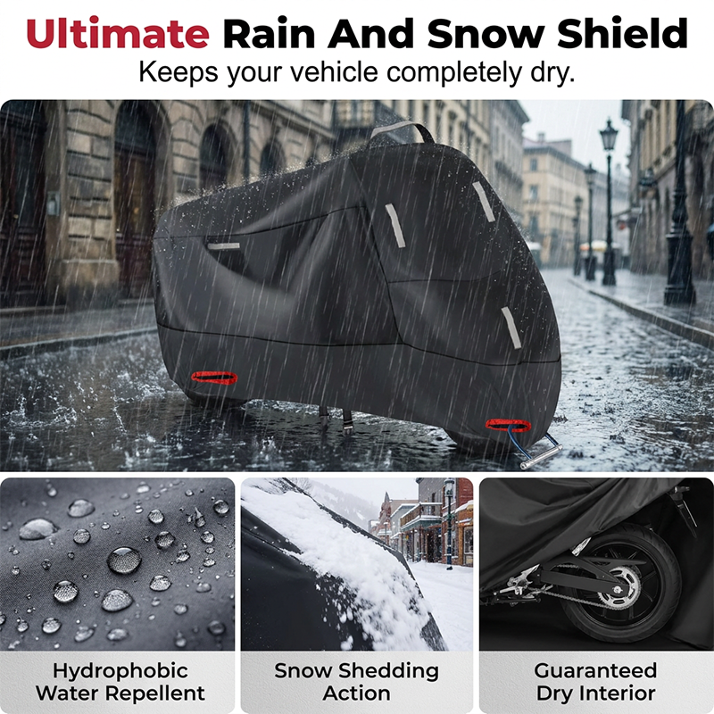 Weatherproof Motorcycle Cover | Oxford Fabric | Reflective Strips & Reinforced Lock Openings | StormShell