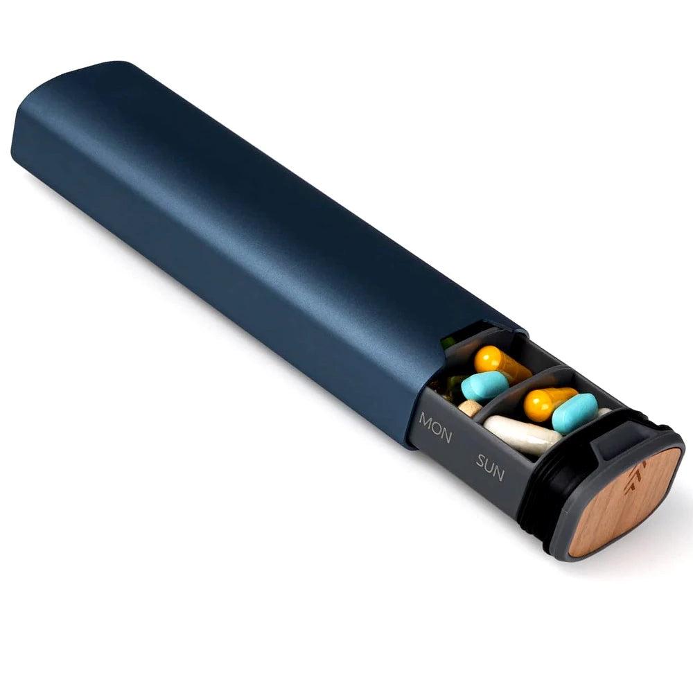 Weekly Pill Organizer – Elegant Wooden & Aluminium Pill Box