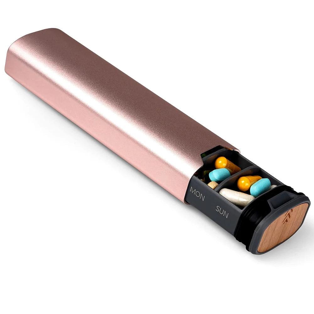 Weekly Pill Organizer – Elegant Wooden & Aluminium Pill Box