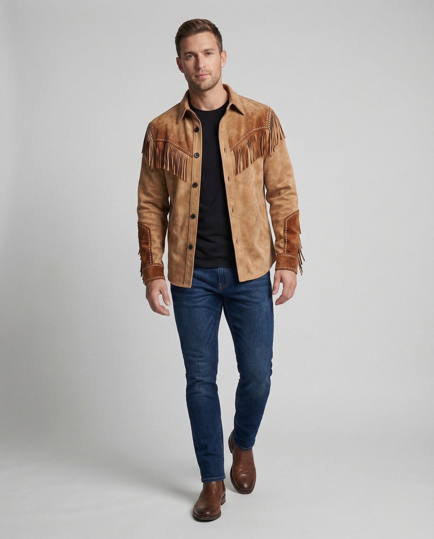 Western shirt with fringes and embroidery
