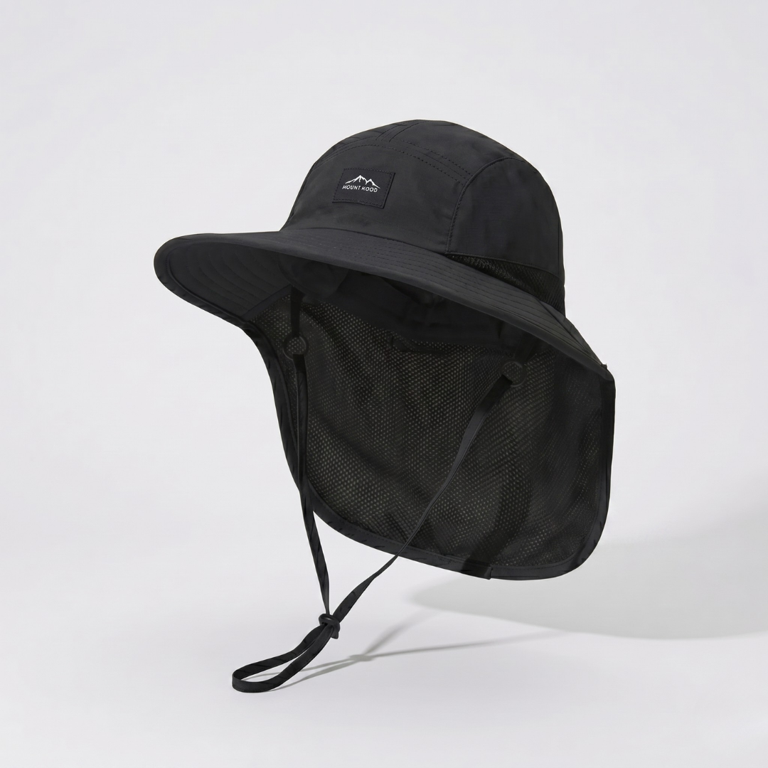 Wide-Brim Sun Hat With Neck Flap