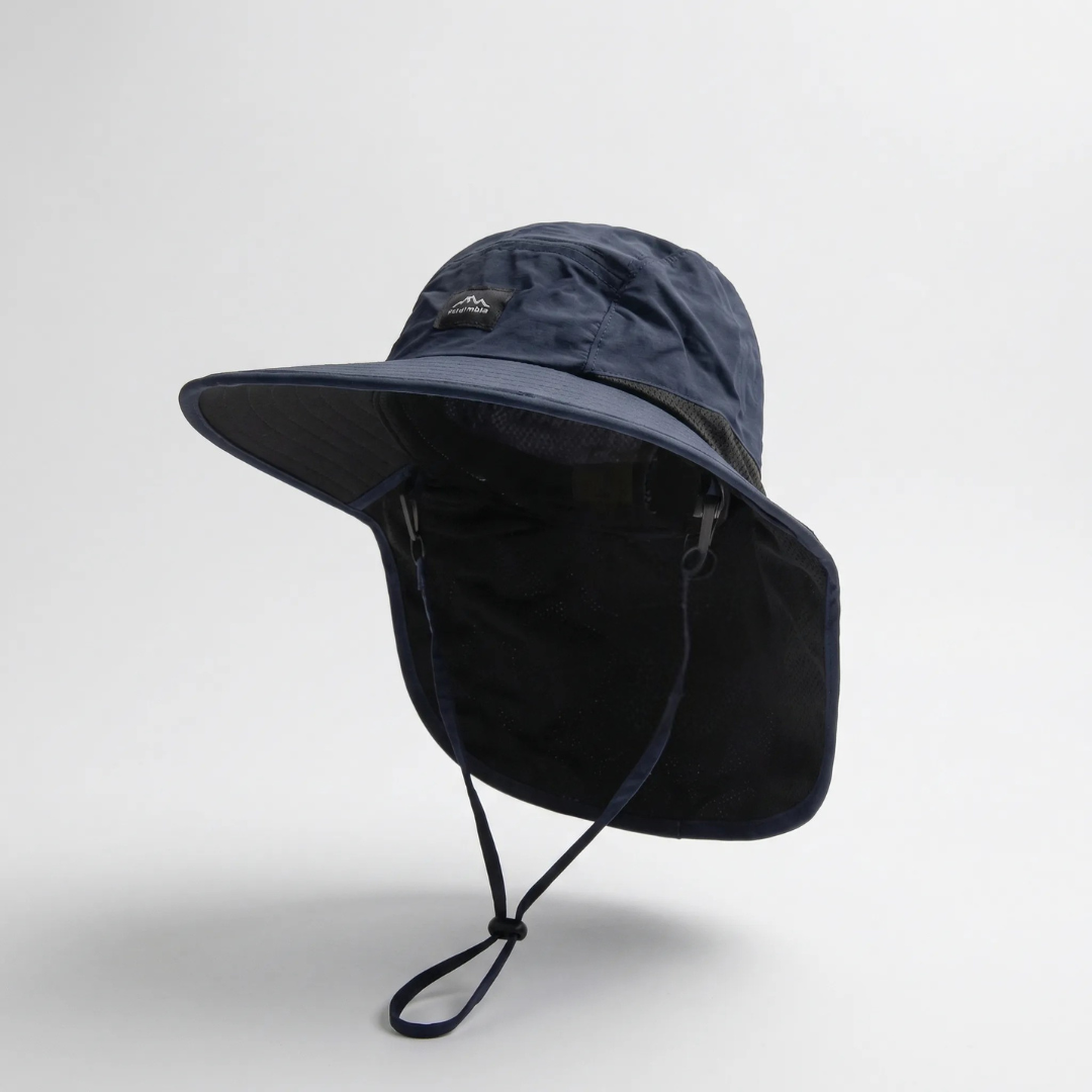 Wide-Brim Sun Hat With Neck Flap