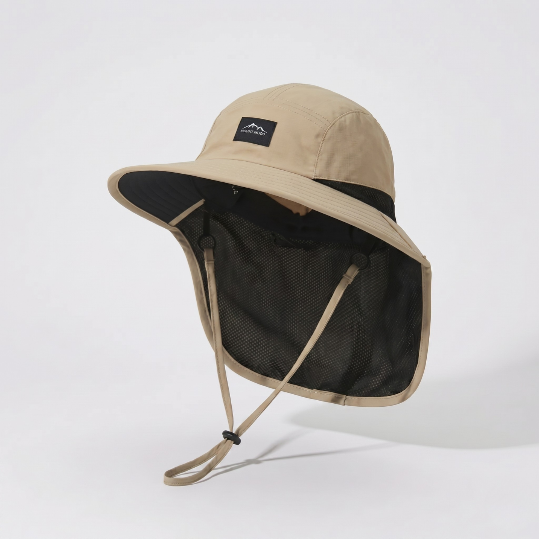 Wide-Brim Sun Hat With Neck Flap