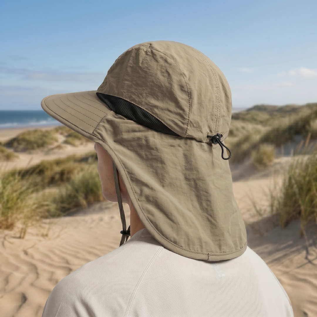 Wide-Brim Sun Hat With Neck Flap