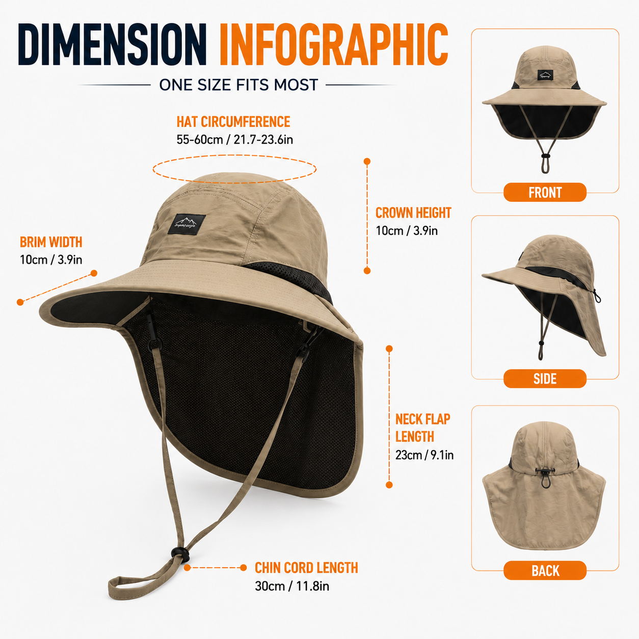 Wide-Brim Sun Hat With Neck Flap