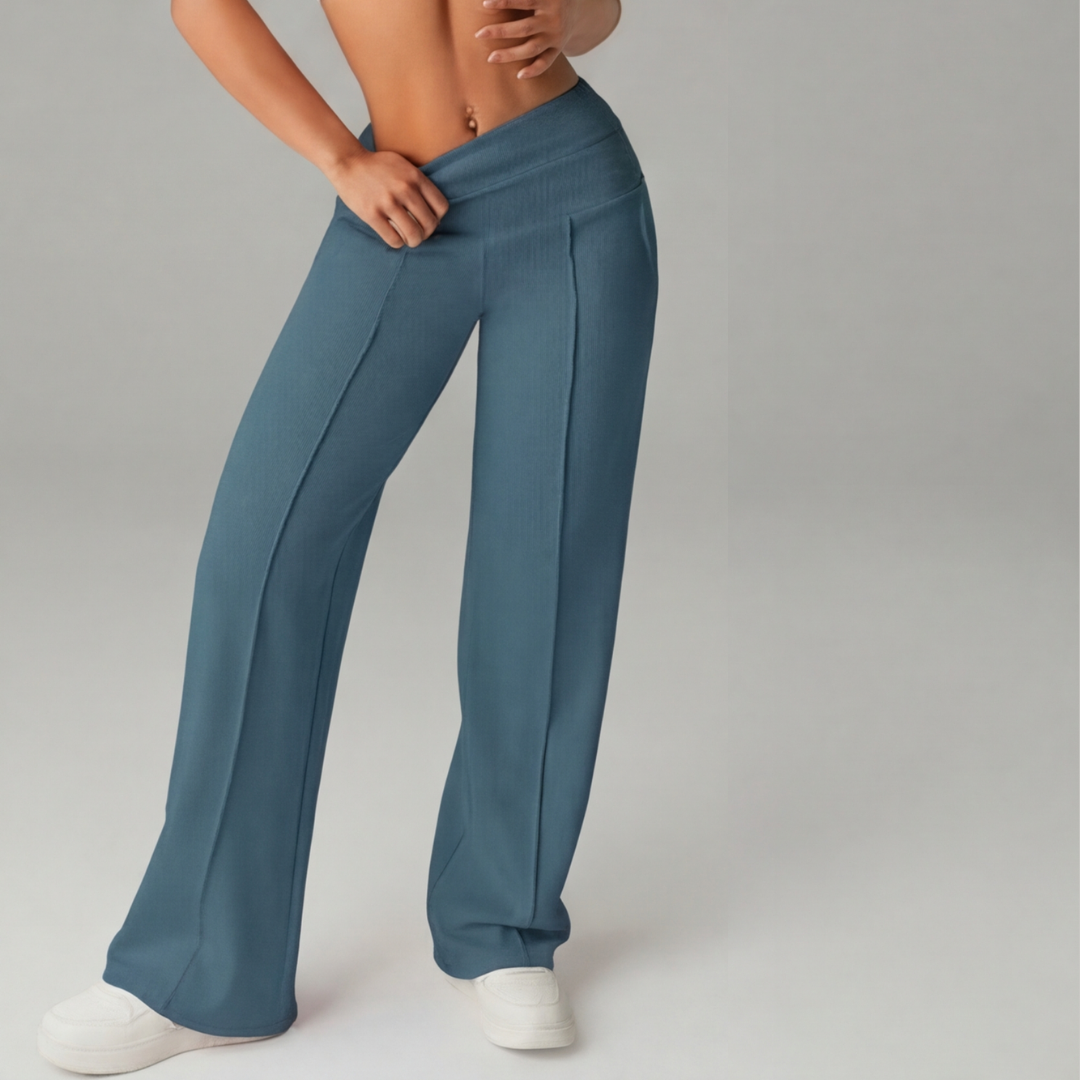 Wide Leg High Waist Stretch Pants