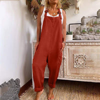 Wide Leg Jumpsuit for Women - Adjustable Buckle
