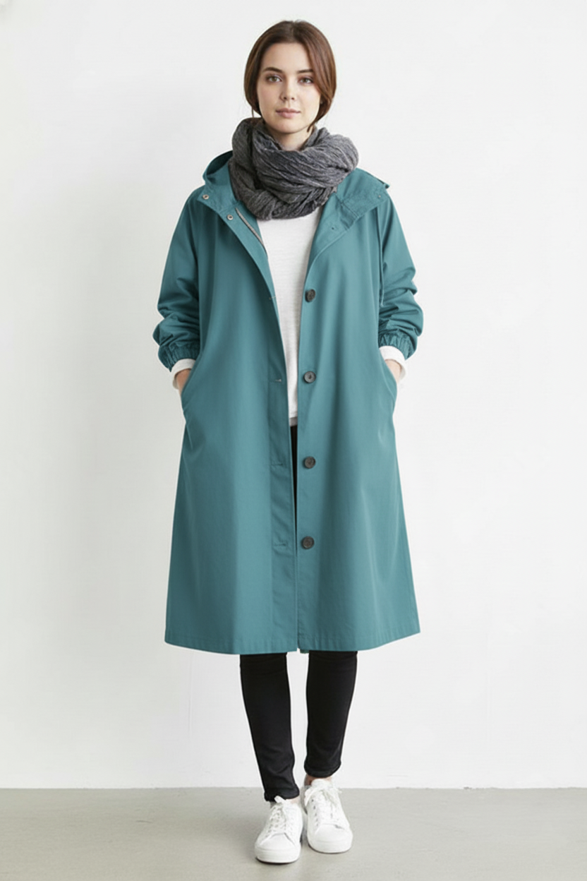 Wind and Waterproof Trench Coat for Women – With Hood for Autumn & Winter