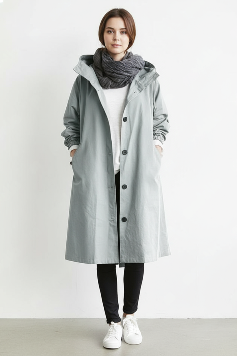 Wind and Waterproof Trench Coat for Women – With Hood for Autumn & Winter