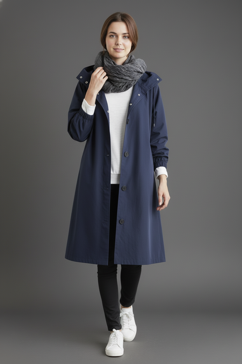 Wind and Waterproof Trench Coat for Women – With Hood for Autumn & Winter