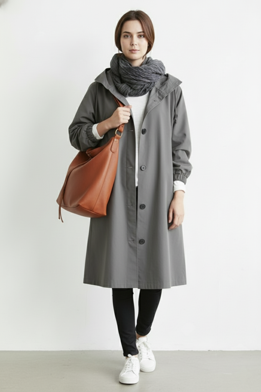 Wind and Waterproof Trench Coat for Women – With Hood for Autumn & Winter