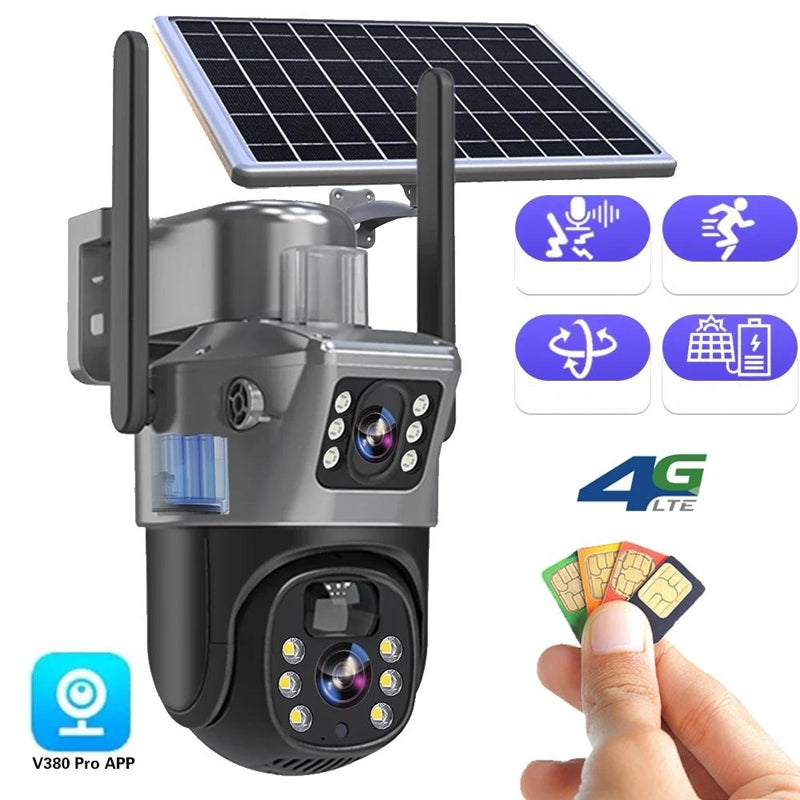 Wireless 4K Security Camera with Solar and Dual Lens