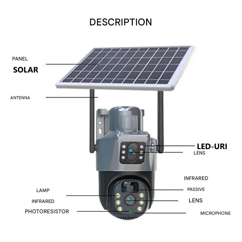 Wireless 4K Security Camera with Solar and Dual Lens