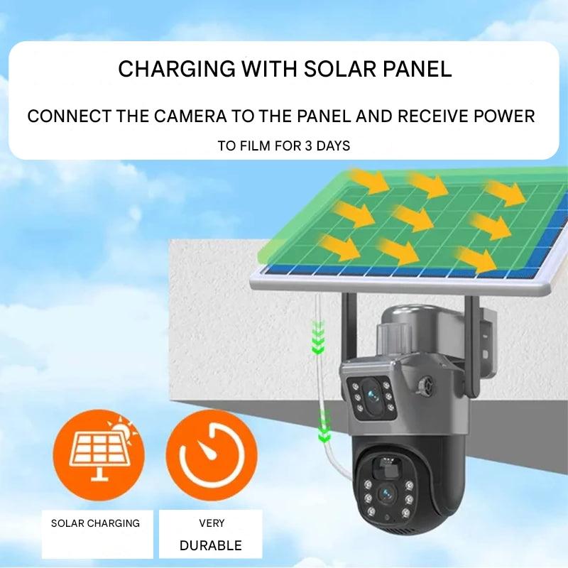 Wireless 4K Security Camera with Solar and Dual Lens