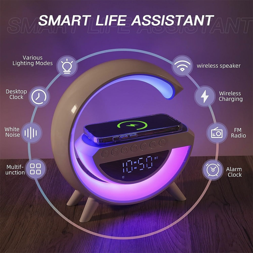 Wireless Charger with Bluetooth Speaker and RGB Lamp