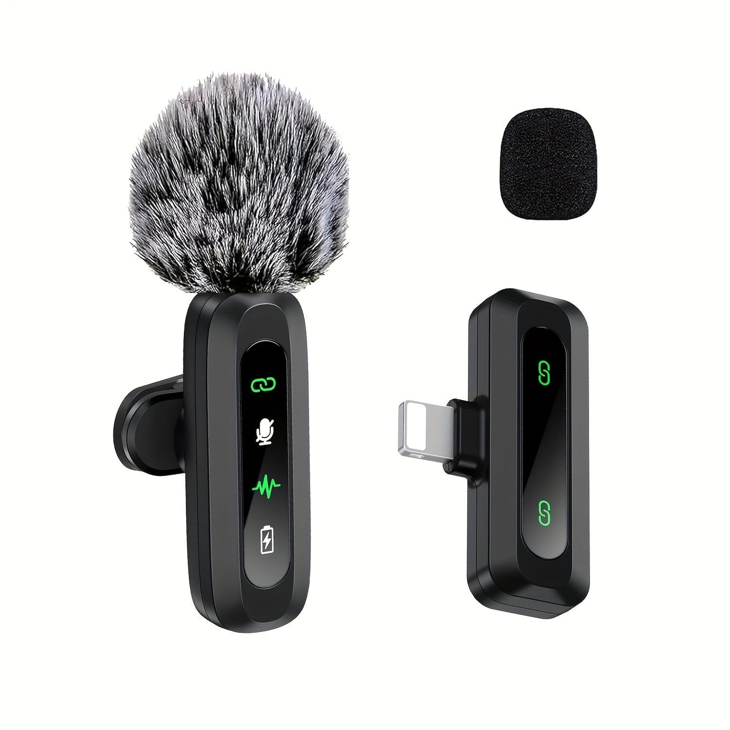 Wireless Lavalier Microphone with USB-C Connectivity for Podcasts and Vlogs – Compact Design with Built-in Windshield